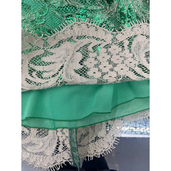 Dolce & Gabbana Semi Sheer Metallic Coated Lace Sleeveless Midi Dress 44 L - Picture 8 of 12